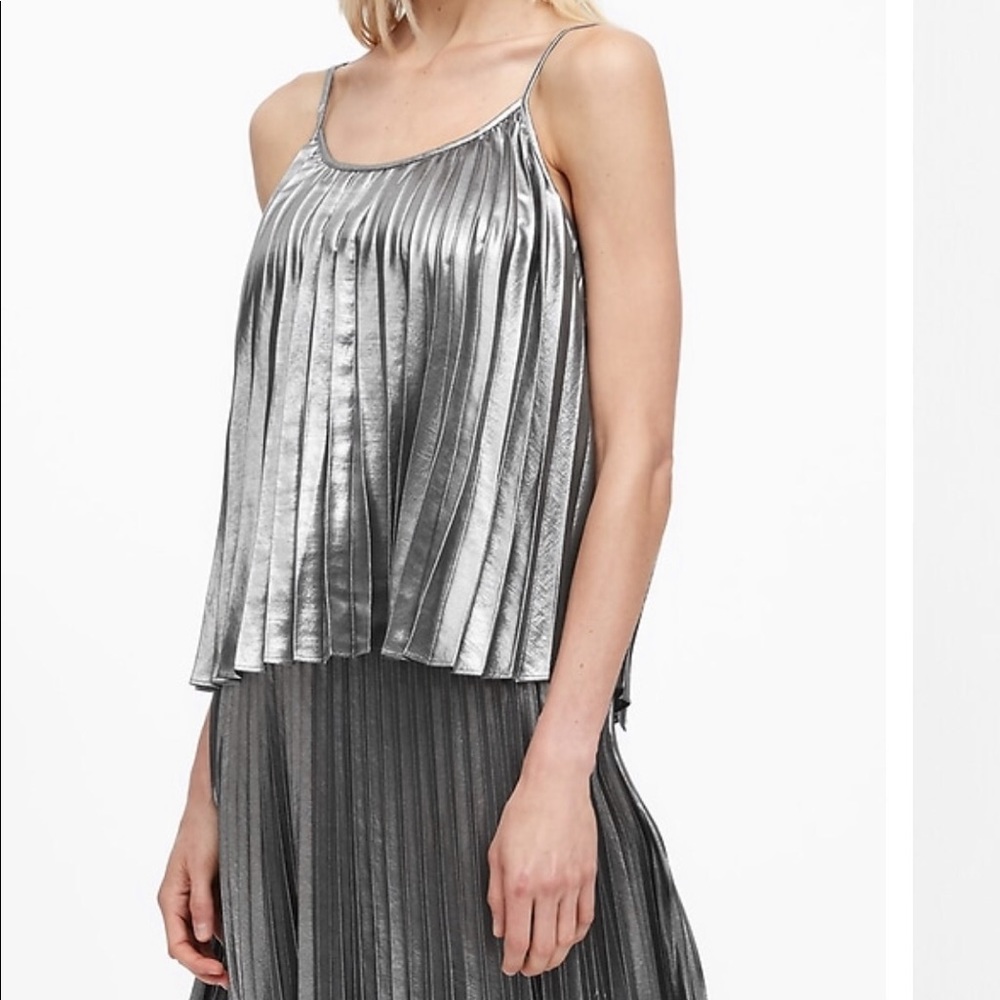 Metallic pleated camisole